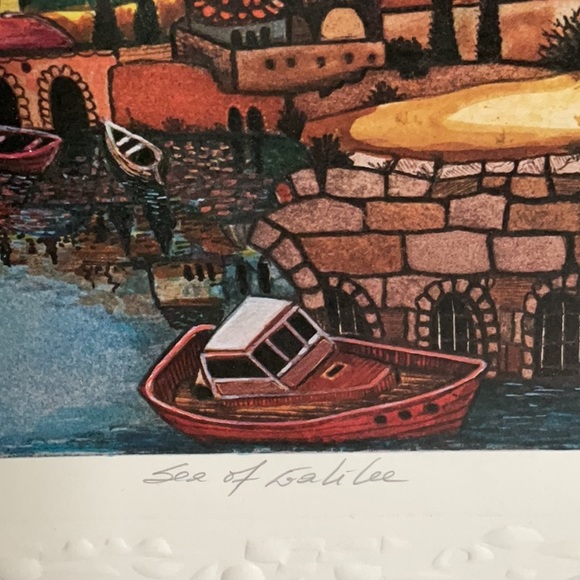 “SEA OF GALILEE” Limited Edition, Hand Signed, Lithograph by Amram Ebgi - Picture 4 of 9